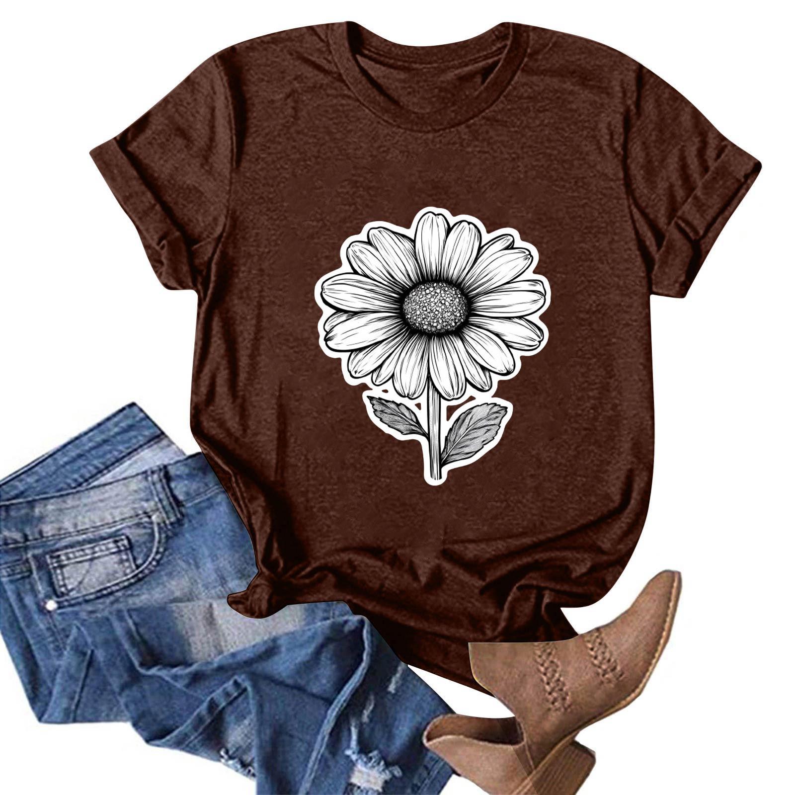 

Женская модная повседневная футболка с круглым вырезом и принтом, пуловер с короткими рукавами, топ M винный