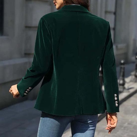 Velvet Blazer for Women Long Sleeve Botton Up Business Office Suit Jacket Casual Lapel Open Front Coat