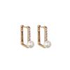 Senior Sense Pearl Zircon Retro Square Earrings in Fashionable and Versatile Elegant Temperament Tide with Accessories