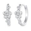 K266 Flower Hoops Silver Flower Clasp Earrings