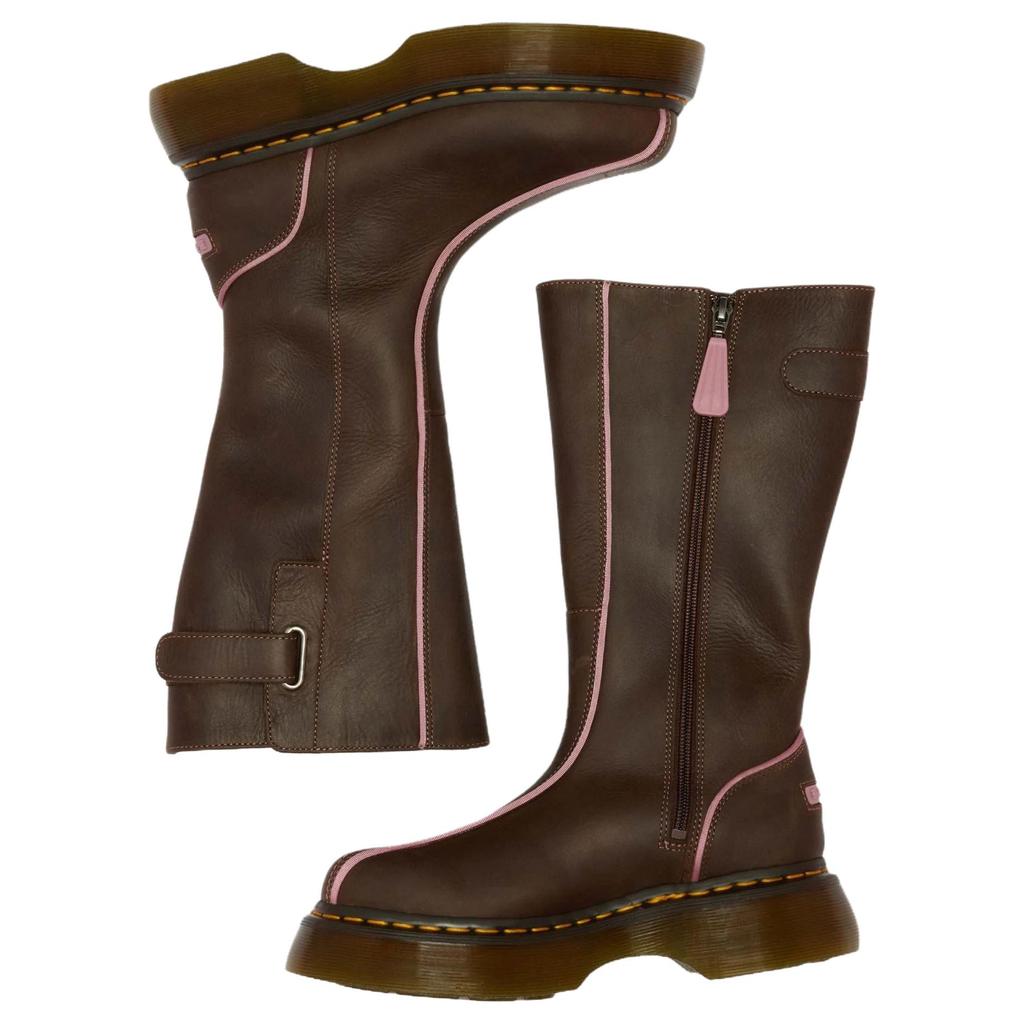 Dr. Martens Buzz Hi Leather Casual Versatile High-Top Boots 4.7cm Women boots Brown 42843200
