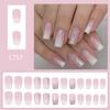 Uñas Cuadradas Postizas Brillantes Uñas Falsas Adhesivas en 12 Tamaños, 24 Uñas Francesas para Decoraciones de Uñas DIY