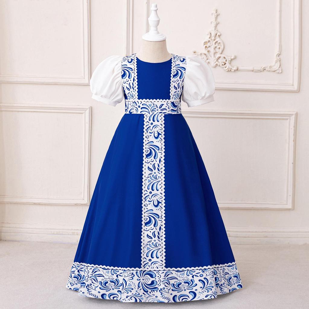 Middle East Cross-Border Pleated Evening Dress for Little Girls - Hot Stamped Princess Party Robe
