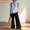 Women's Fashion Casual Solid Color Print Sleeveless O-Neck Blouses & Shirts