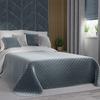 VELVI Bedspread 170x210cm - subdued blue with a geometric pattern