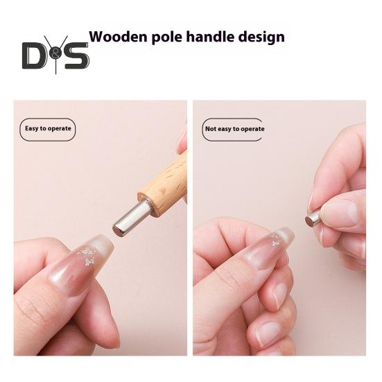 Baguette Aimantée Double Tête Forme Y Fil de Fer Set d'Outils de Manucure Facile à Utiliser Portable Bois Aimant Cylindrique Fort Kit Barre