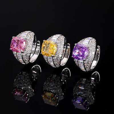 Bijoux d'automne et d'hiver Coupe Fleur de Glace Diamant Haute Carbone Cuivre Diamant Tempérament Bague Rétro Femme 10 * 10