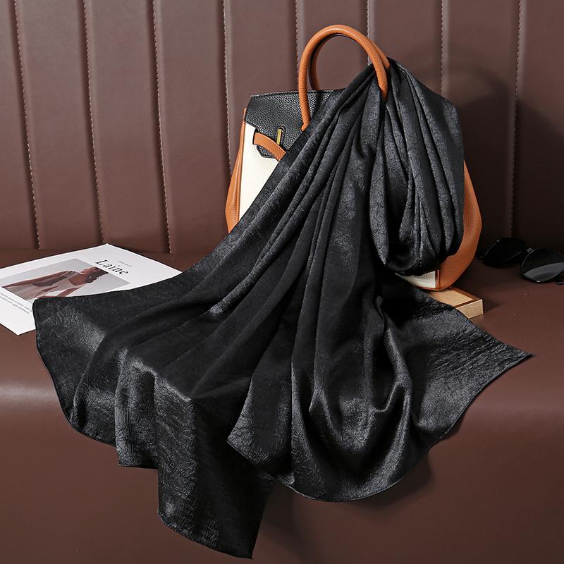 Large Size Silkly Stain Scarf Women Plain Foulard Femme Luxury Hijab Long Bandana Evening Party Dress Shawls and Wraps
