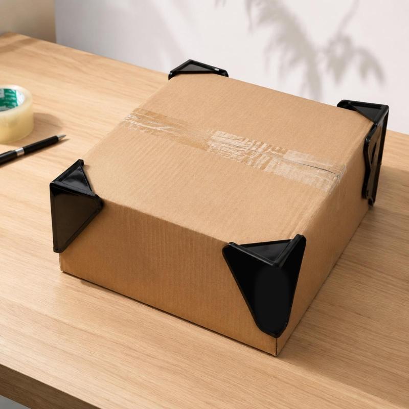 Adhesive Corner Guards for Shipping Cartons, 50 Plastic Protectors for Moving and Package Corner Coverage Tasks