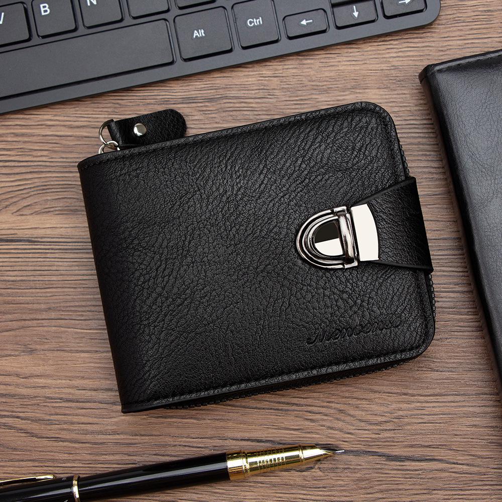 

Ретро Мужской Многофункциональный Короткий Кошелек: Визитница и кошелек для монет на молнии чёрный