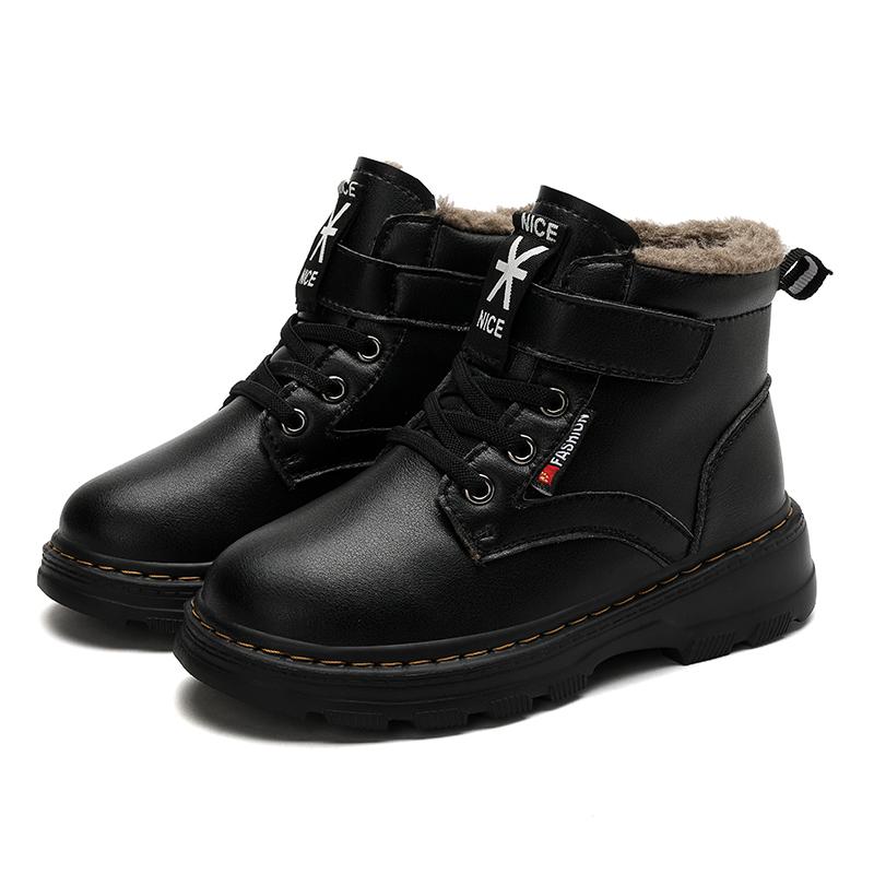 Winter Children's Plus Size Fashionable High Top with Plush Warm Cotton Shoes Snow Boots Cotton Boots 28-39