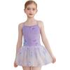Girls Ballet Tutu Dress Cross Back Shiny Sequin Butterfly Embroidery with Built In Briefs