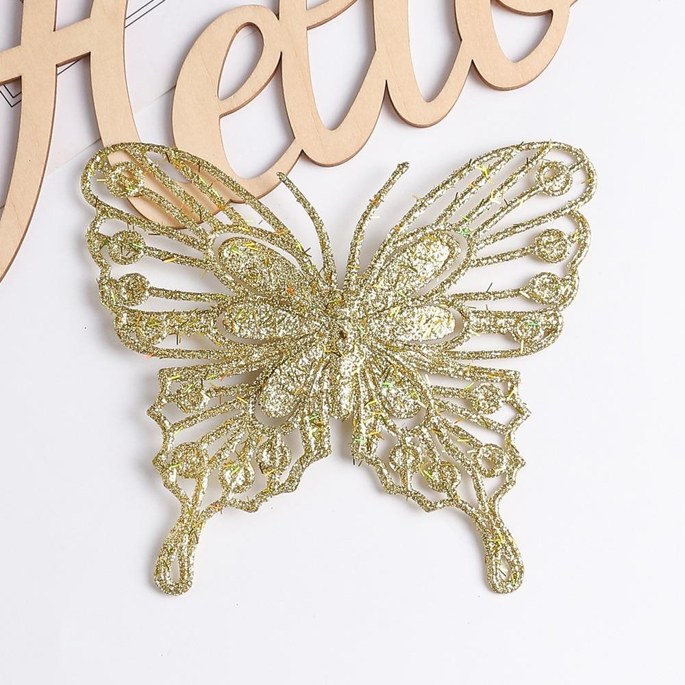 

5/10 шт. Искусственные блестящие бабочки, украшения для домашнего декора, подвеска для рождественской елки, новогодние венки, поделки, подарки, аксессуары 5Pcs золотой
