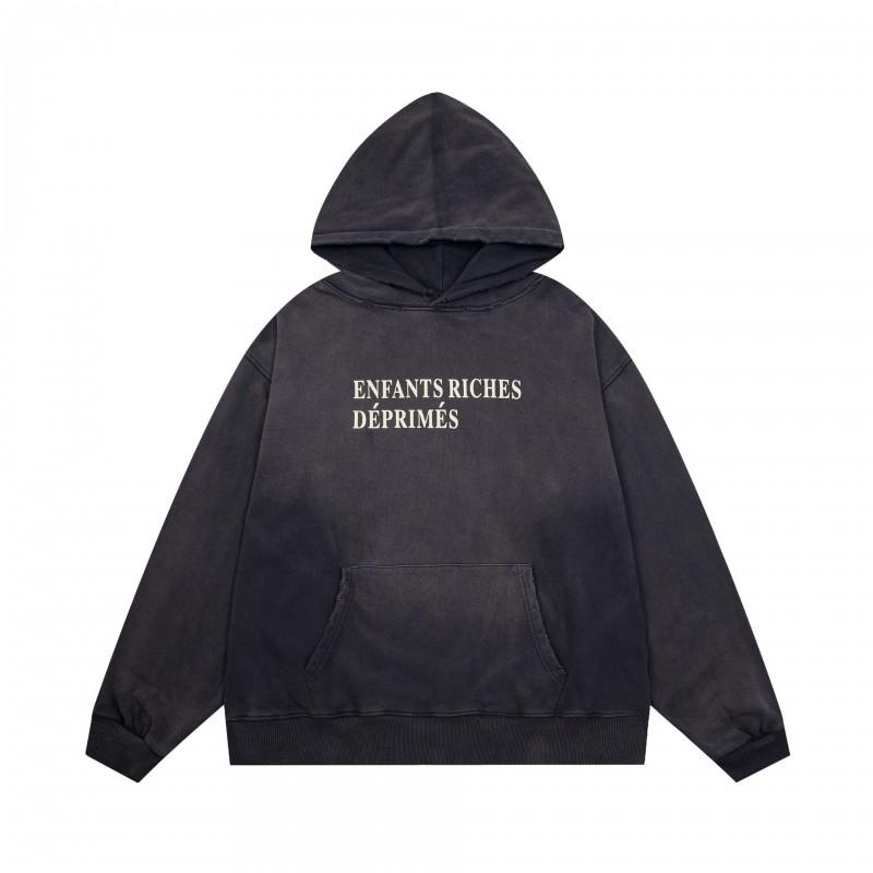 Mens Oversized Streetwear Hoodie With Distressed Zipper Graphic Print Cotton Long Sleeve Pullover Casual Wear