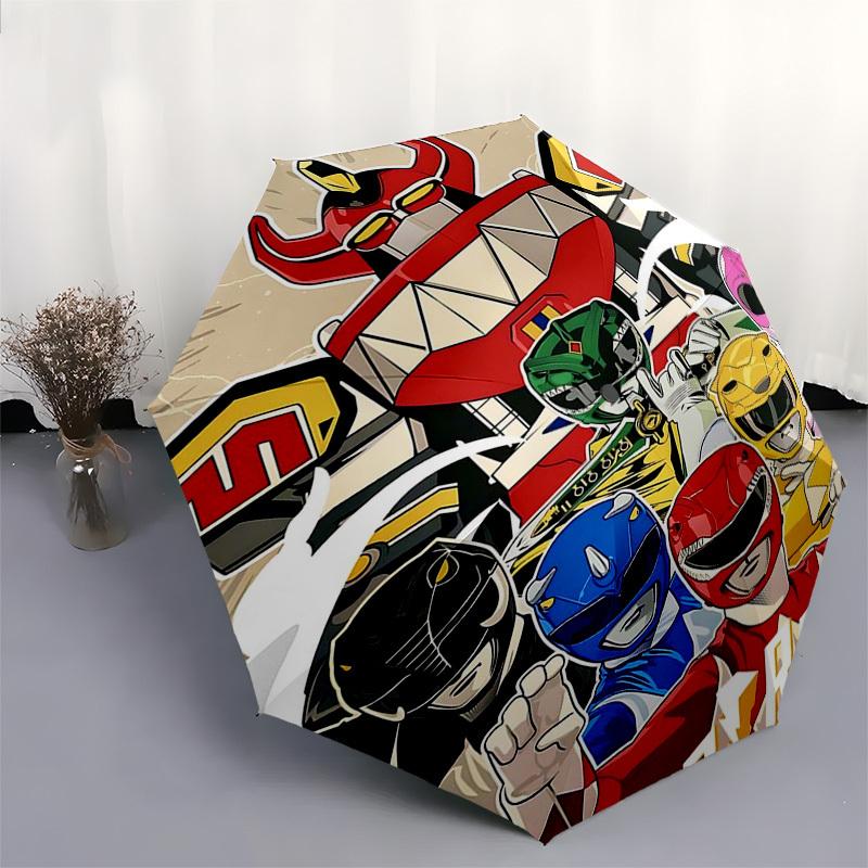 1pc Power Rangers Automatic Opening Folding Umbrella with 8-Bone Iron Frame, Portable Outdoor for Fans, Travelers, Everyday Use, and Gift Giving.T083