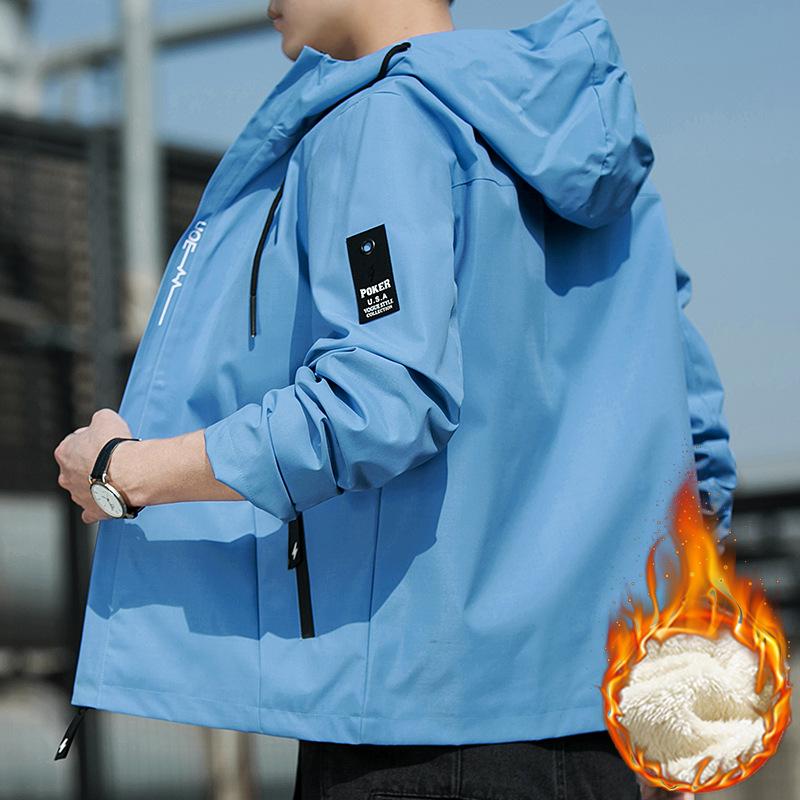 Neue Kapuzenjacke plus Fleece Freizeitjacke für Männer Junger koreanischer Stil Vielseitiges Oberteil Jacke für Männer