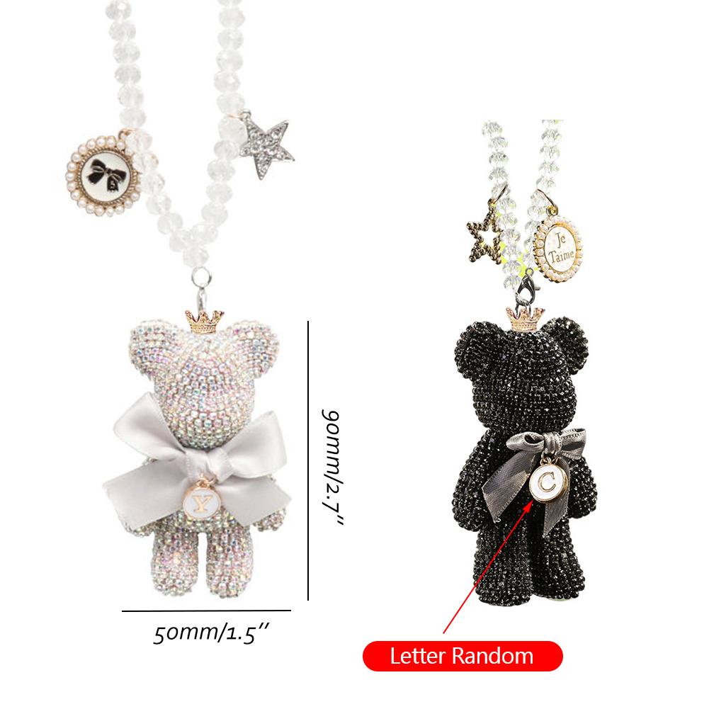 Cartoon Diamant Kristall Bogen Bär Auto Anhänger Spiegel Hängende Ornamente Bling Auto Innen Dekoration Frauen Zubehör