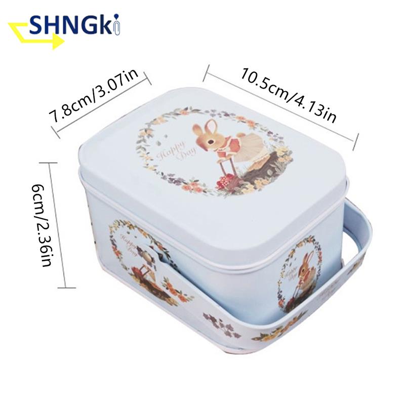 Easter Theme Decorative Tinplate Box Gift Packing Case Small Suitcase Storage Tin Metal Candy Cookie Box Sundries Organizer Cans