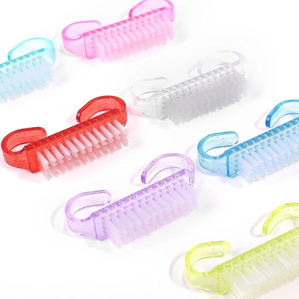 Plastic Nail Brushes Mix Color Nail Hand Scrubbing Cleaning Brush Dust Cleaner Nail Art Manicure Soft Remover Tools