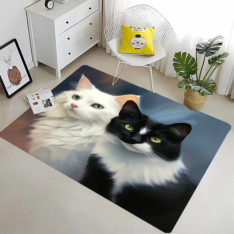 Funny Cat 3D Printing Large Area Carpets for Home Living Room Children's Bedroom Sofa Doormat Kitchen Floor Rugs Anti-slipDecor