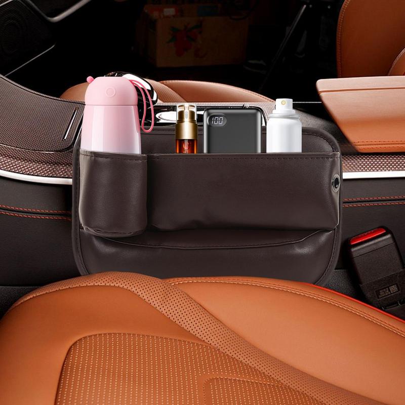 Seat Crevice Organizer Storage Box Crevice Filler Seat Crevice Car Console Organizer Leather Storage Organizer Cup Holder Car