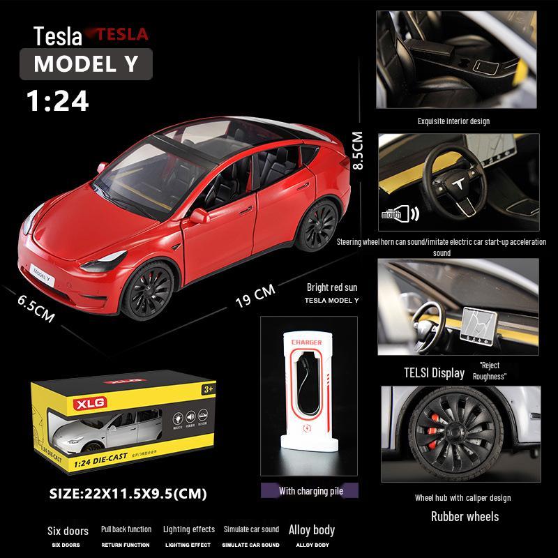 1:24 Tesla Alloy Car Model Simulation Toy - New Energy Vehicle for Kids