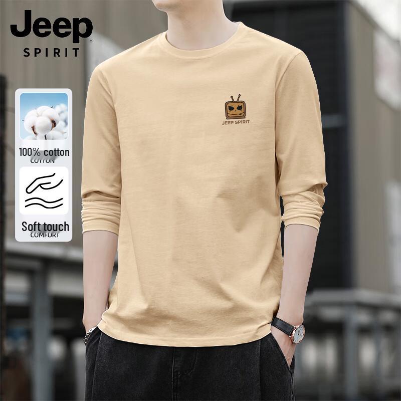 JEEP SPIRIT Men s Heavyweight Pure Cotton Long-Sleeve T-Shirt L