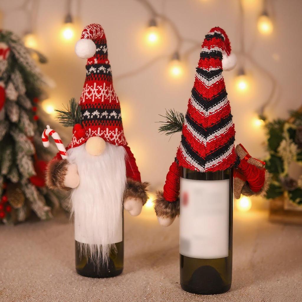 Weihnachtsstrickmütze Wichtel mit Bommel & Zuckerstange Petroleumlampe