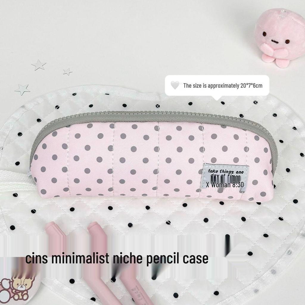 Creative Cartoon Polka Dot Pencil Case - Stylish Travel Handheld Stationery Storage Bag for Students.