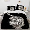 Set Biancheria da Letto Trapuntato di Lusso Animale Tigre Leopardo Lupo 3D, Set Letto Copripiumino Coperta Copricuscino, Set Biancheria da Letto King Queen Size
