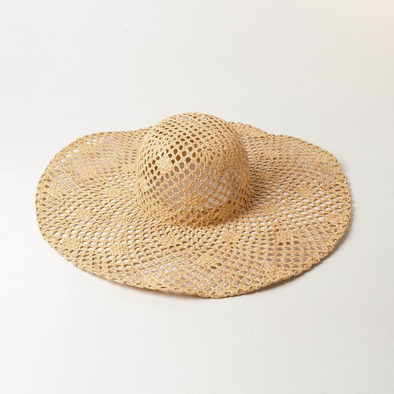 Large Brim Raffia Sun Hat Handwoven Hollow Out Beach Vaion Sun Protection Photoaphy Hat for Women Men Summer Season