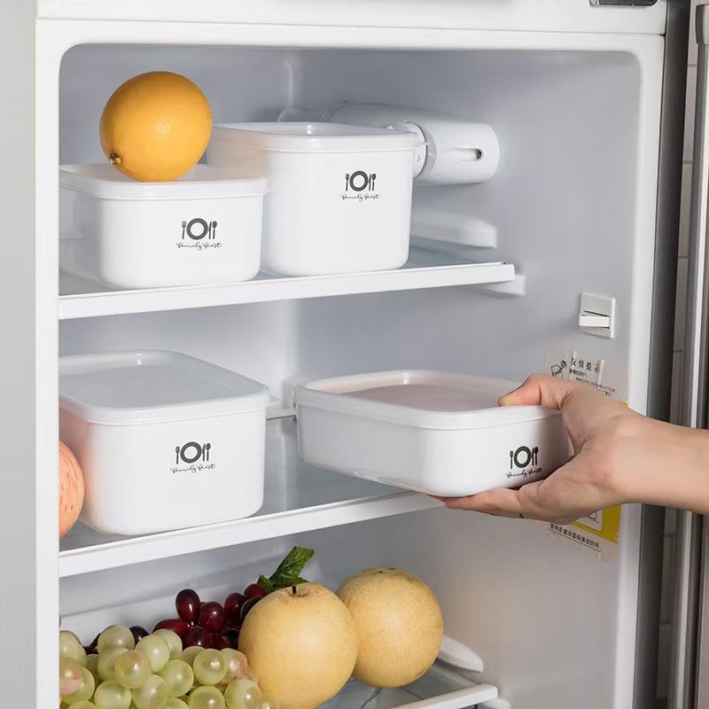 2pcs/White Rectangular Sealed Fresh-Keeping Box Refrigerator Food Storage Box