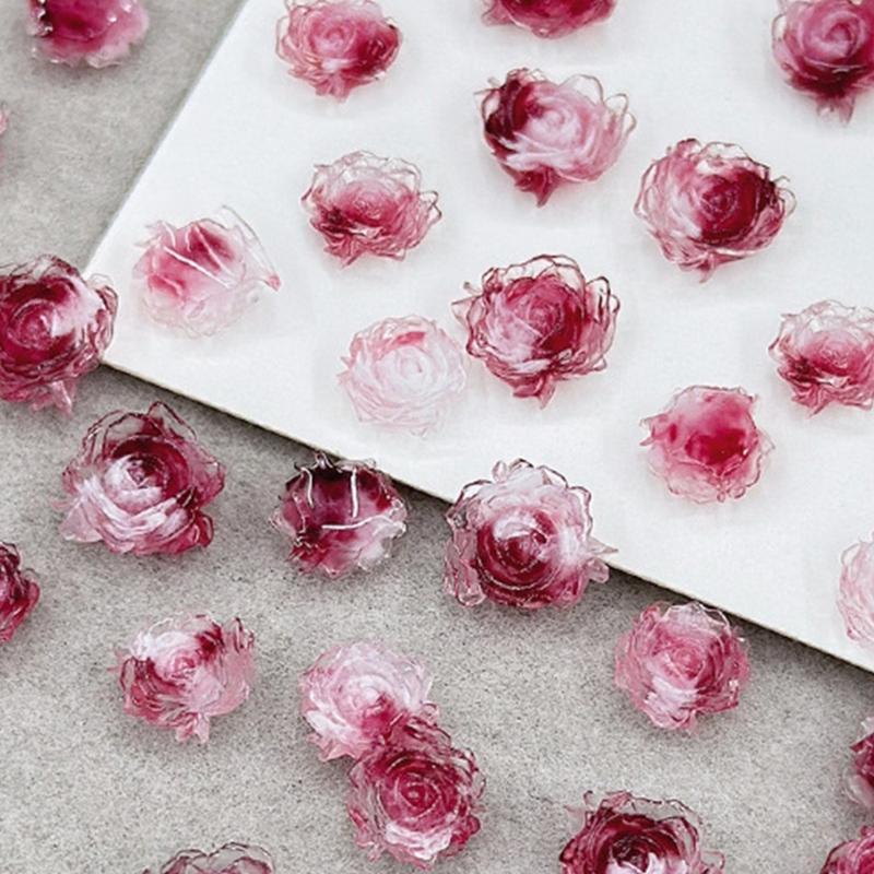 50Pcs Camellia 3D Flowers for Nails Kit 3D Nail Charms for Nail Art Bow Charms for Nails Jewelry Trendy Nail Charms