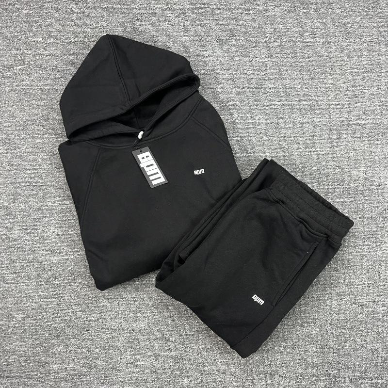 Unisex Embroidered Hooded Sweatshirt & Velvet Sweatpants Hip Hop Set