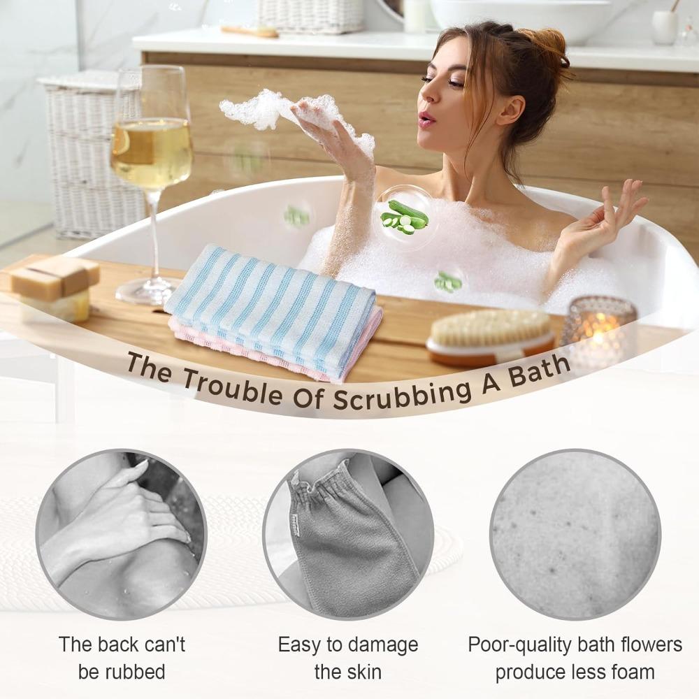 Exfoliating bath towel, 2026 new style, exfoliating back scrub towel, suitable for body and face, reusable exfoliating back scrub towel (3-pack-A)