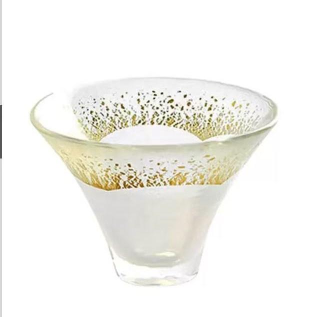 Mount Fuji Cup Gold Foil Crystal Glass Sake Cup