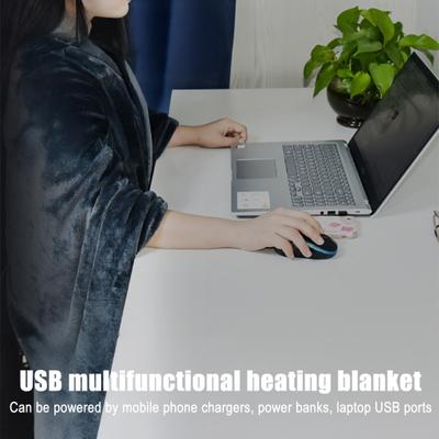 USB Heated Blanket 3 Heat Settings Double Sided Flannel Thermal Blanket Portable Electric Throw for Car Office Home Camping