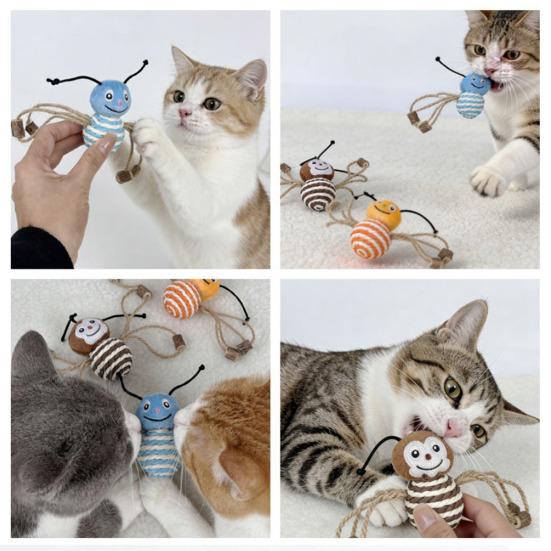 Interaktives Sisal-Katzenspielzeug mit Rasseln Sisal Hanf Bienenform Katzen-Teaser mit natürlichem Actinidia Polygama für Wohnungskatzen
