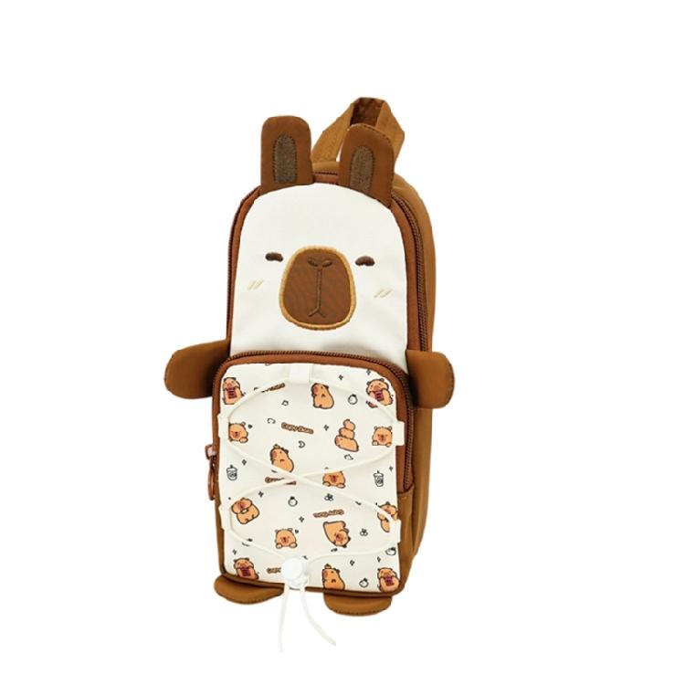 

Cartoon Pencil Case High Capacity Pen Pouches With Multiple Compartments and Handle For Pens Marker Writing Accessories глибокий кавового кольору