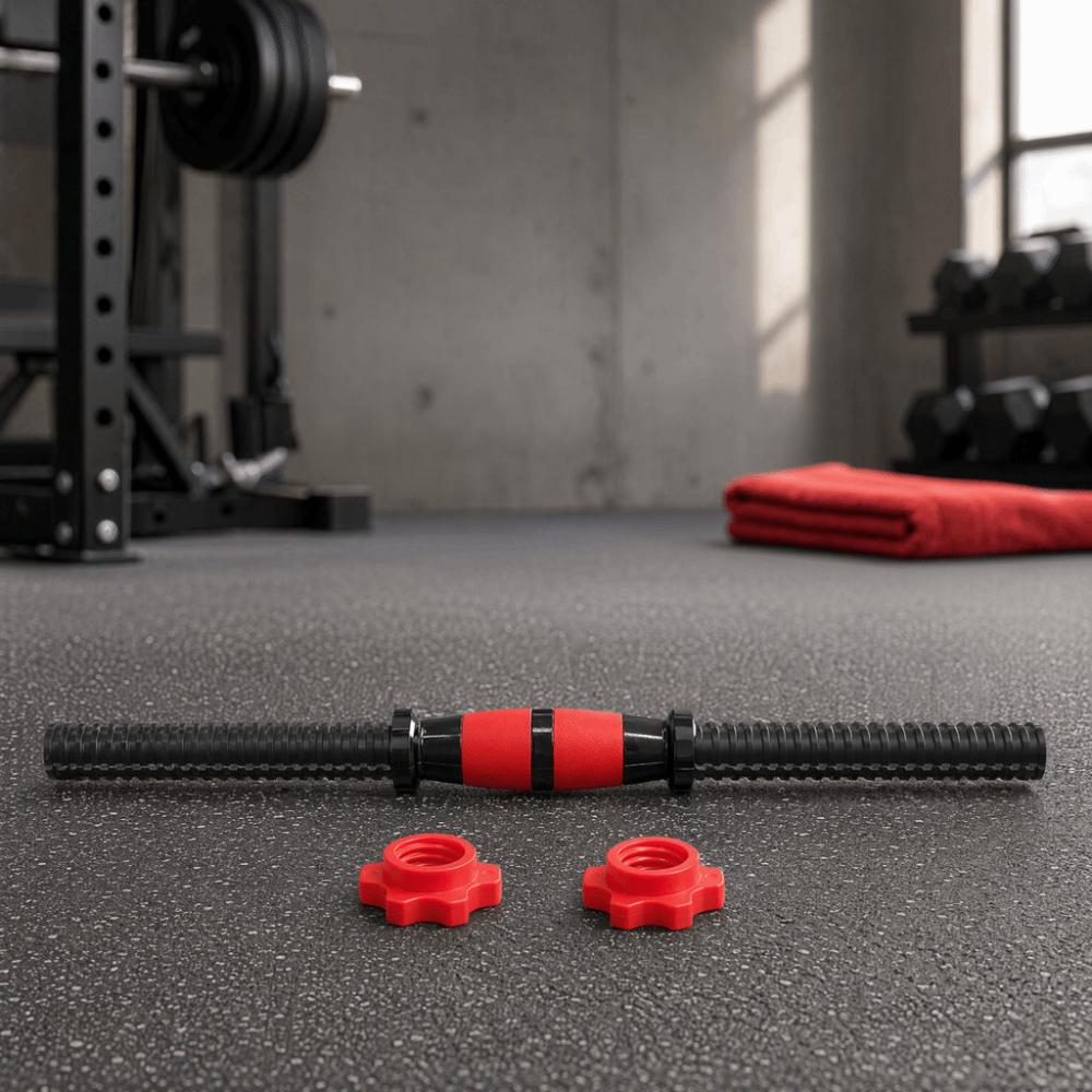 3PCS Steel Weight Bar Set Threaded Ends Black and Red Dumbbell Dumbbell Handle Set Home Gym