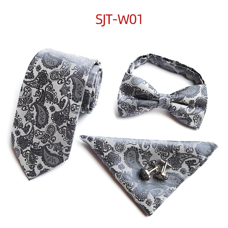 Men'S Waist Tie, Bow Tie, Pocket Towel, Cuff 4-Piece Set, Wedding Gift At Work
