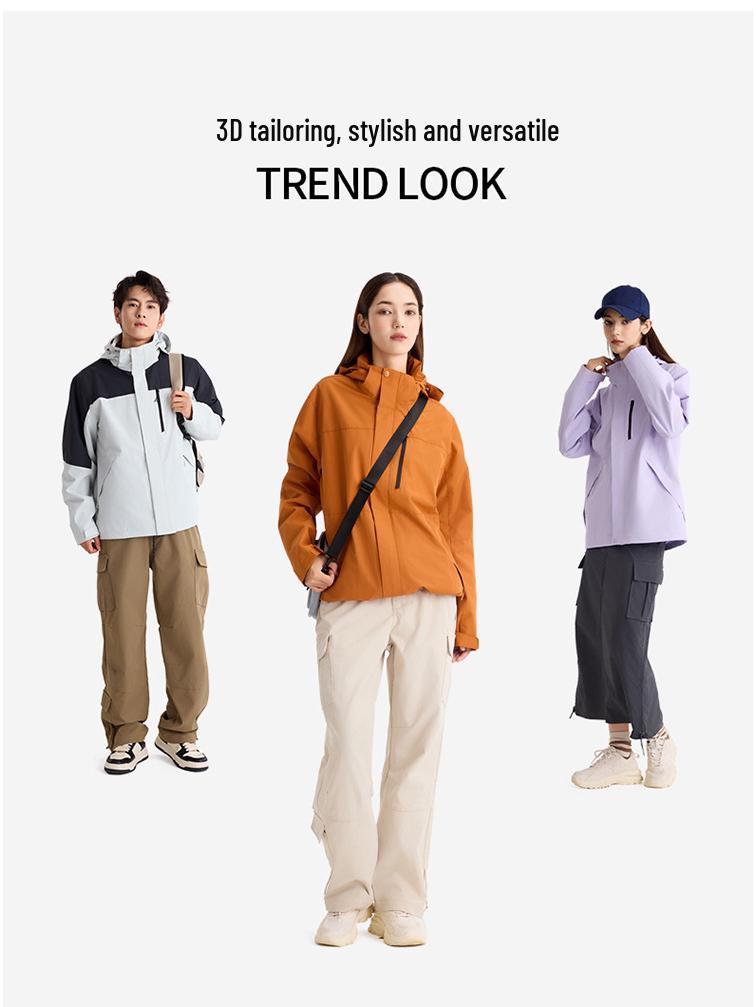 Autumn/Winter Three-in-One Detachable Jacket: Windproof, Rainproof & Warm Outdoor Workwear