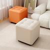 Rubber Wood Low Stool Minimalist Padded Ottoman for Living Room Coffee Table Compact Shoe Changing Bench for Entryway Use