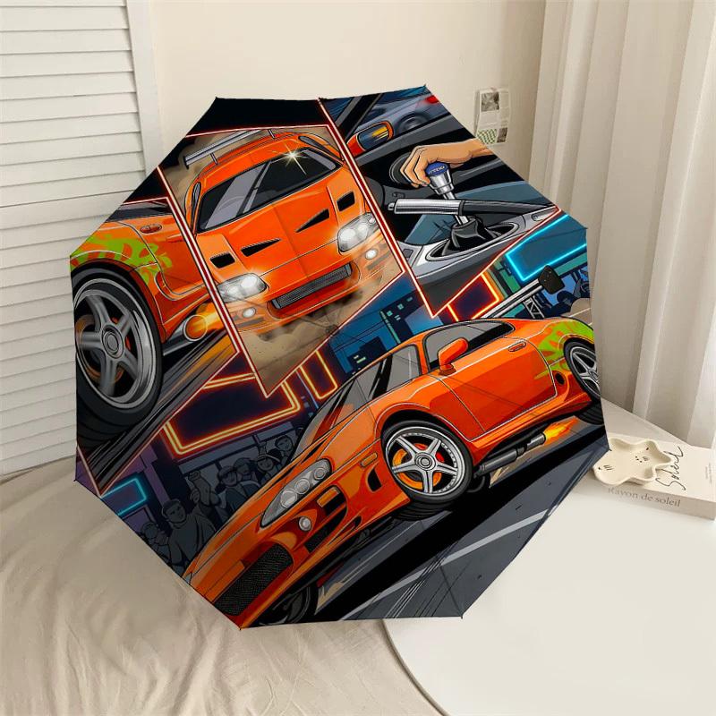 

1PC car racing Umbrella-8-Rib Reinforced Portable Folding Travel Suitable for All Seasons Outdoor Daily Use -J0349