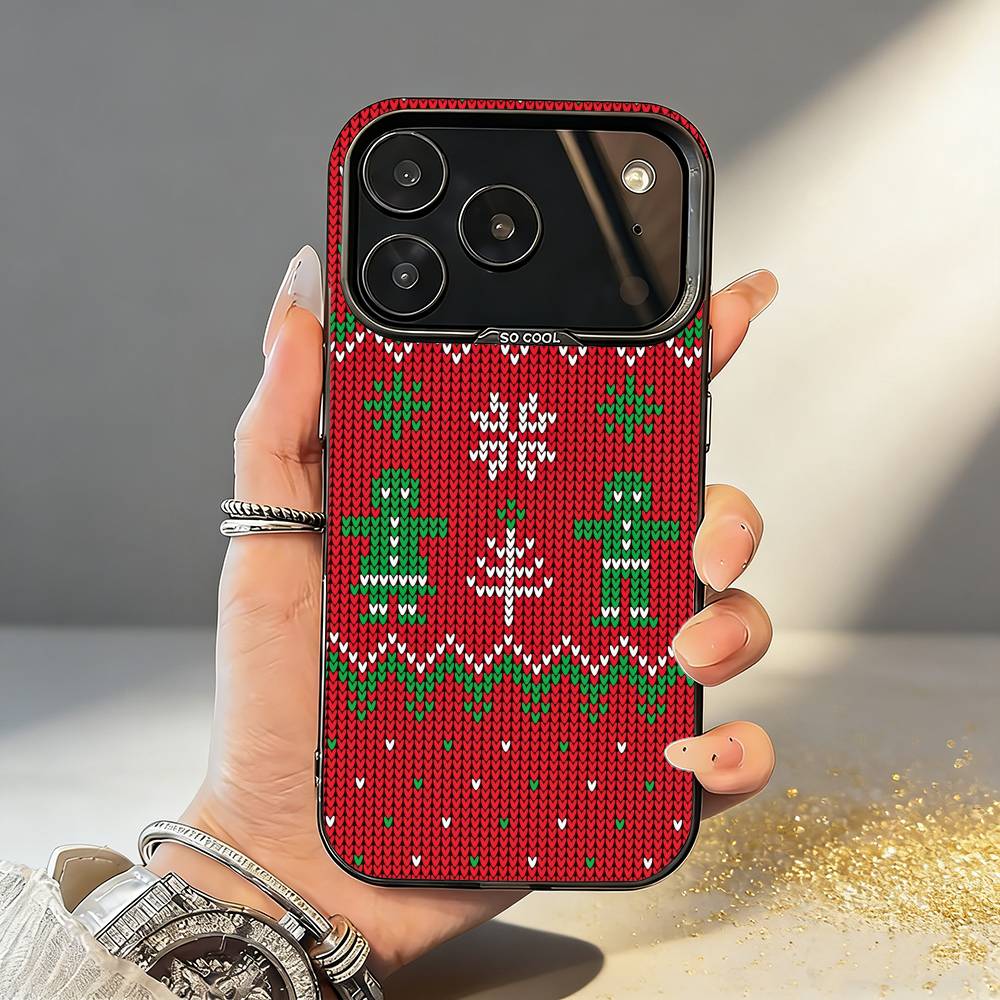 Fair Isle Christmas Phone Case For iPhone17,16,15,14,13,12,11,Pro,MAX White Matte Shockproof Cover
