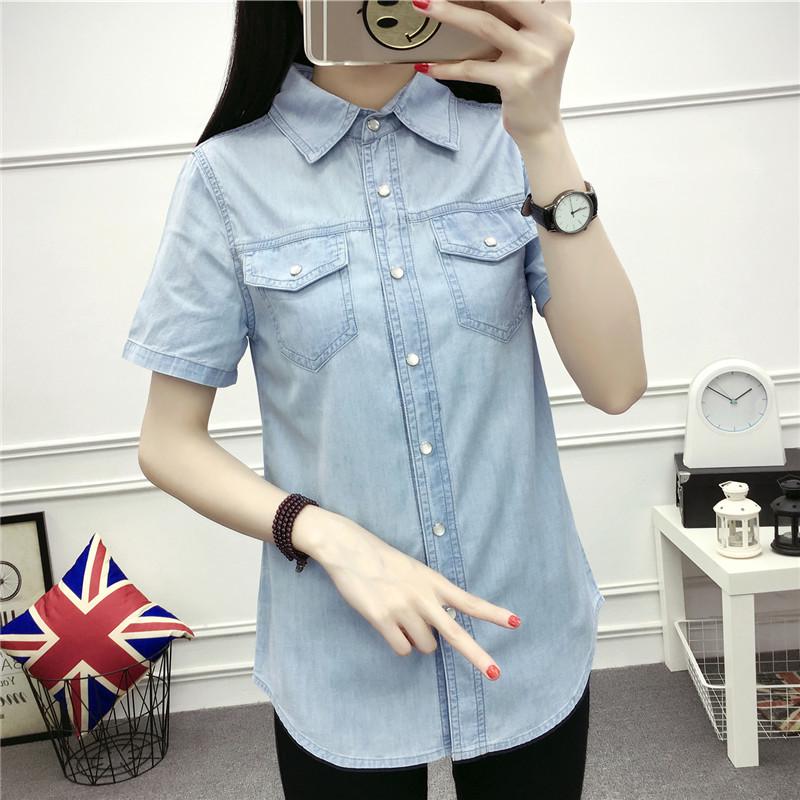 

2024 Женская облегающая джинсовая куртка с коротким рукавом — легкая, универсальная, большого размера, однотонная для лета XL светло-синий