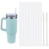 Replacement Straws for Stanley 40 Oz Cup Tumbler, 12 Pack Clear Reusable Plastic Straws, 2 Straw Brushes, for Stanley Cup