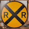 Vintage Railroad Crossing Metal Tin Sign 7.8 Inch Wall Decor Highway Garage Man Cave