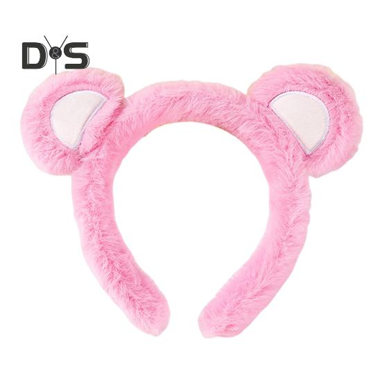 

Повязка на голову с медвежьими ушками на Хэллоуин, Рождество, косплей, пушистая повязка на голову, головной убор с ушками животных, аксессуар для костюма розовый