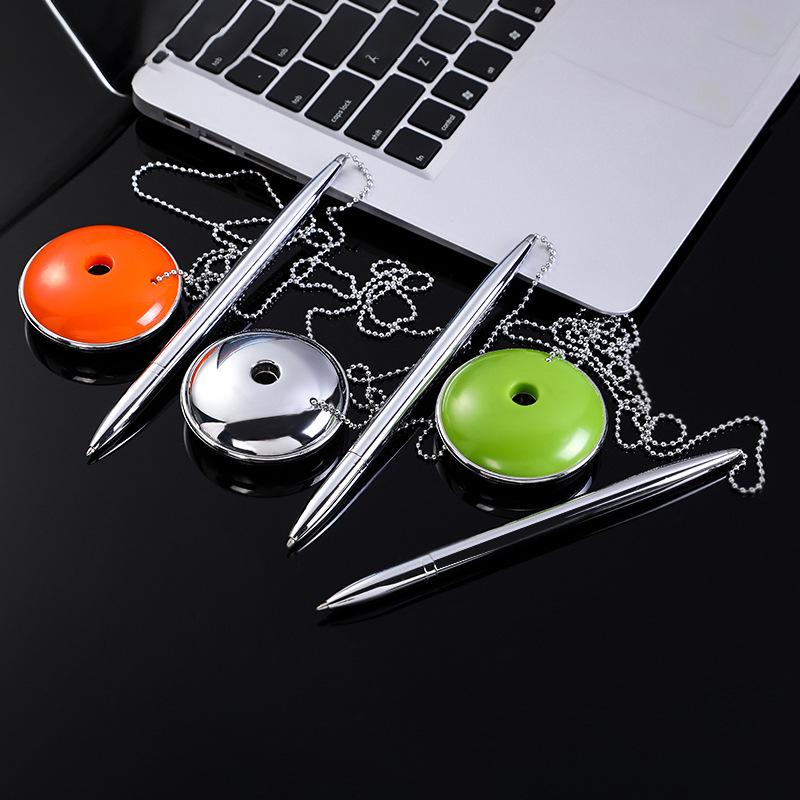 Metal Table Pen with Chain and Logo for Hotel Guest Signatures